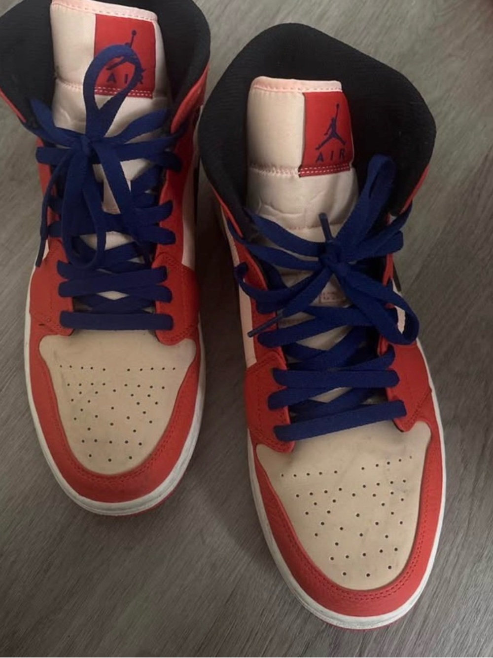 Jordan Men's High Top Sneakers - Red, Cream, Blue